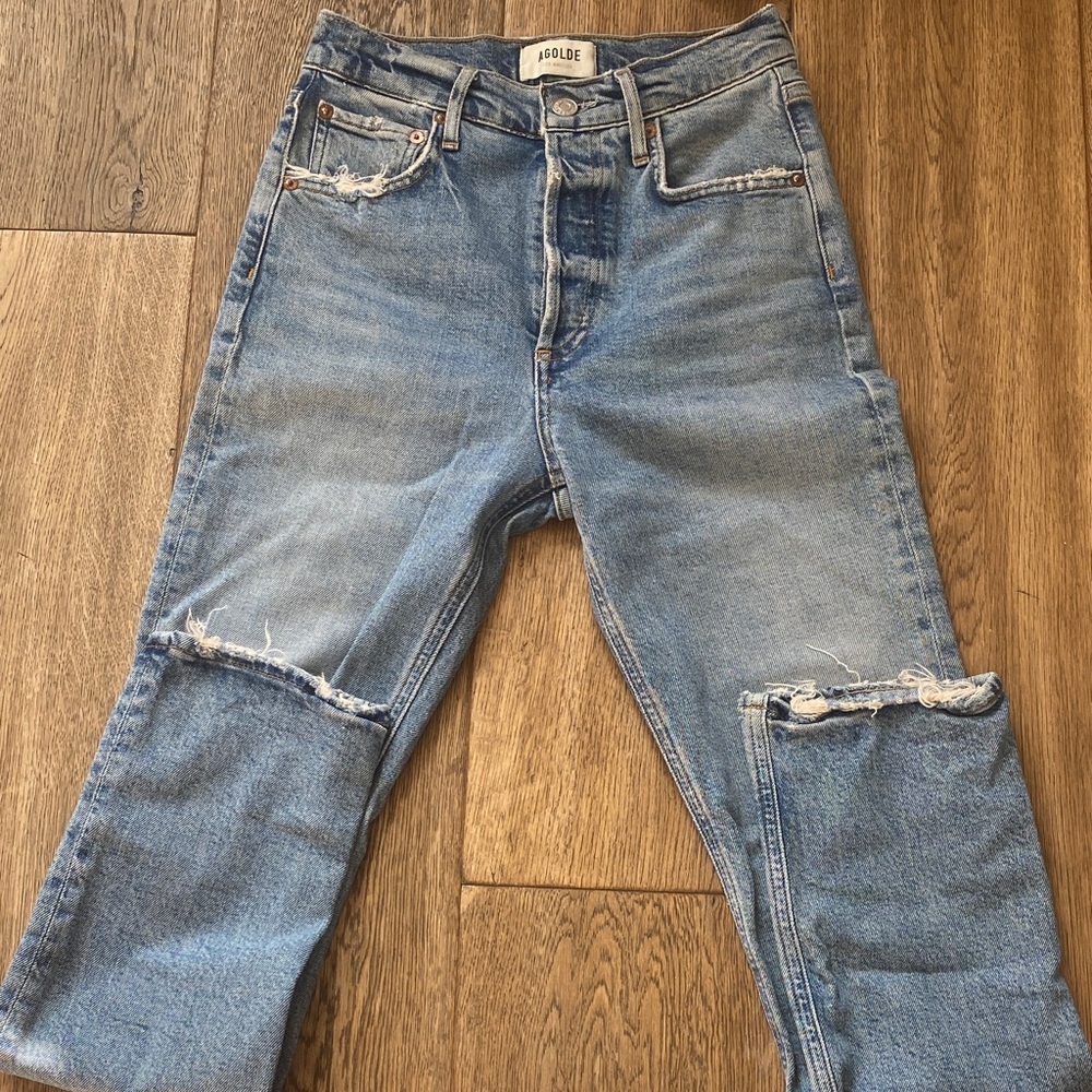 AGOLDE Women’s Light Blue Distressed Jeans